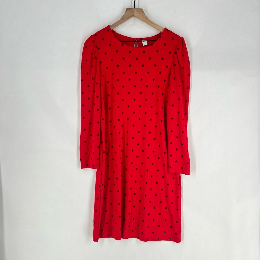 Old Navy Red Polka Dot Puff Shoulder Long Sleeve Dress Size M